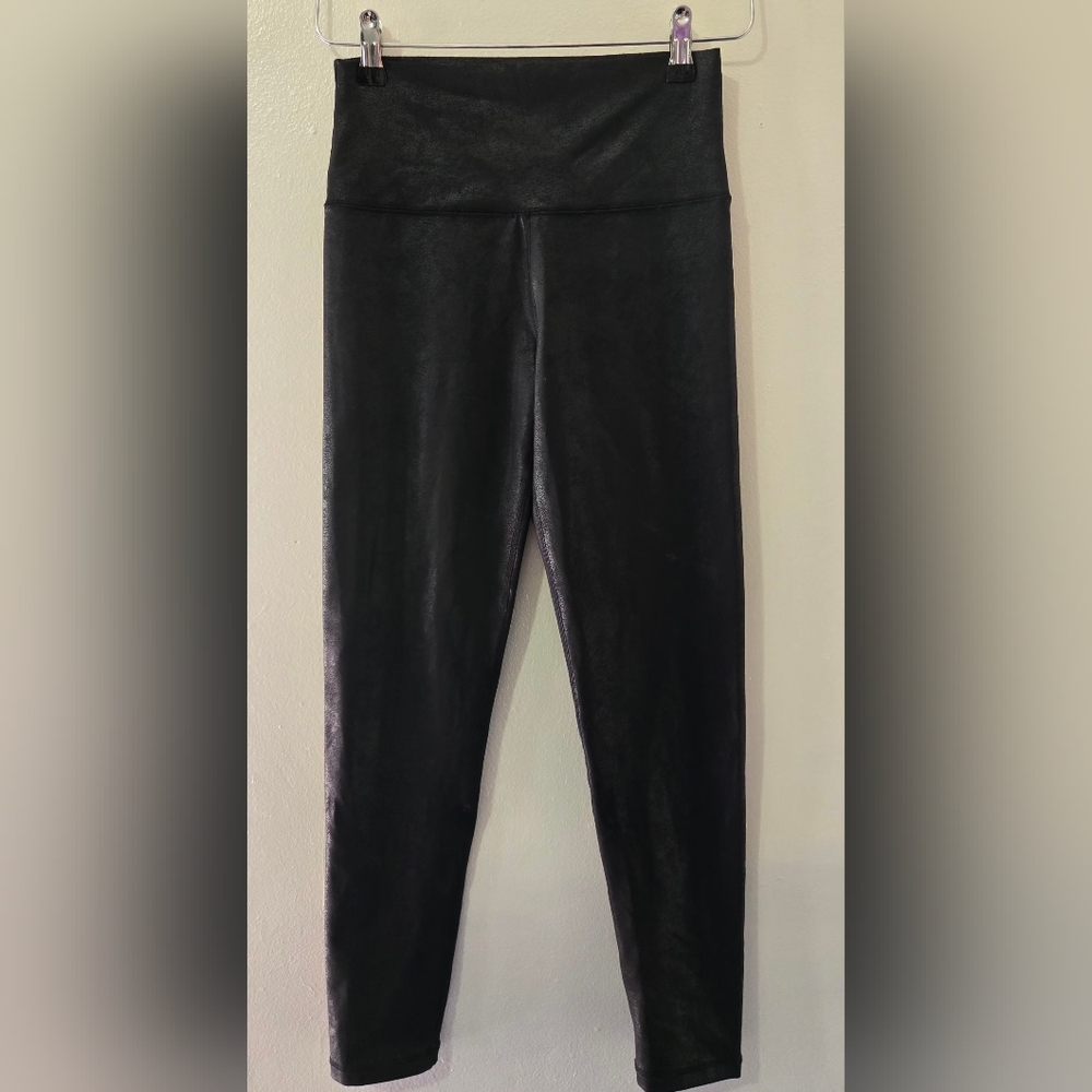 High-Waist Black Faux Leather Leggings Offline By AERIE, Size Med.